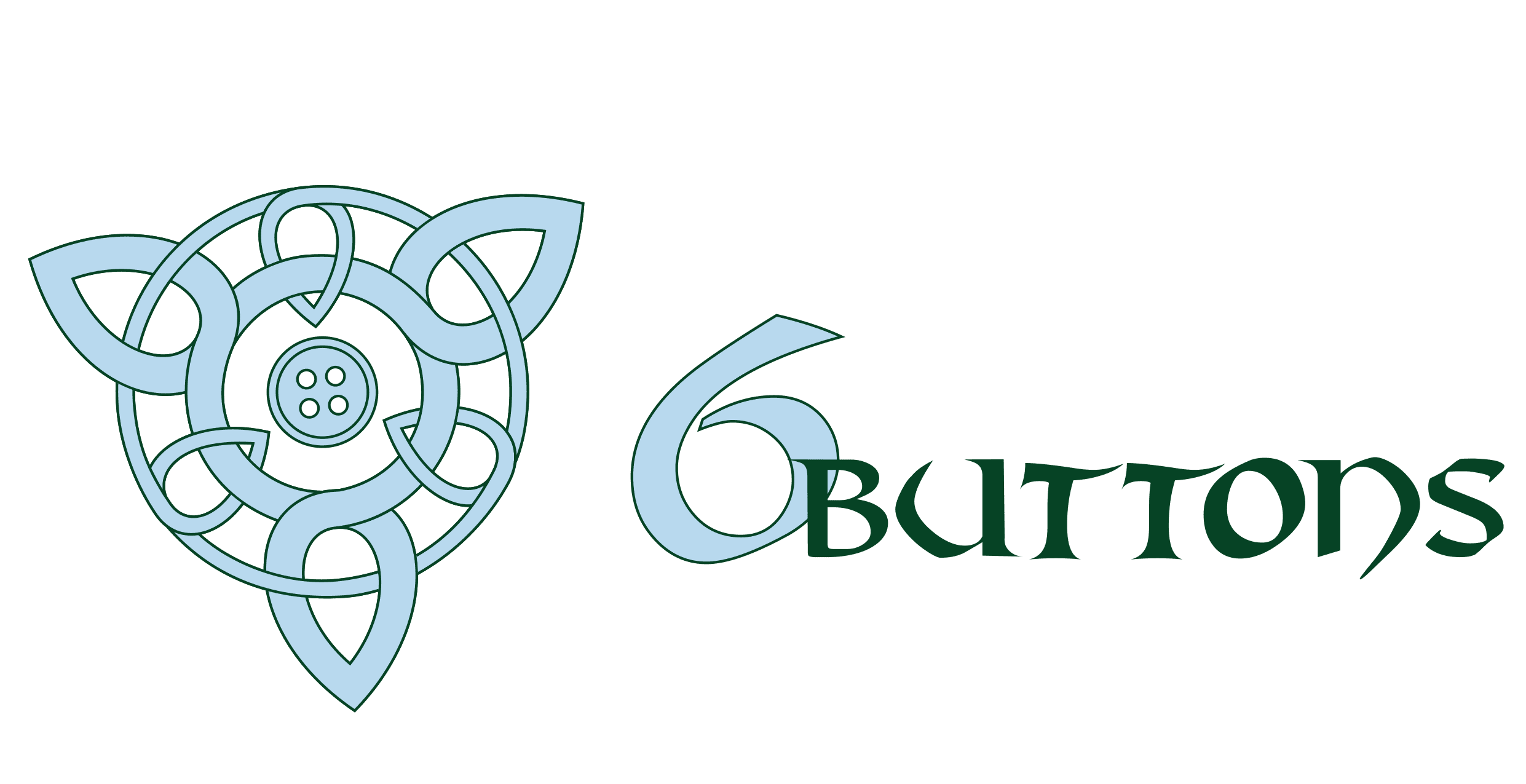 A green and white celtic knot with the number six written in it.